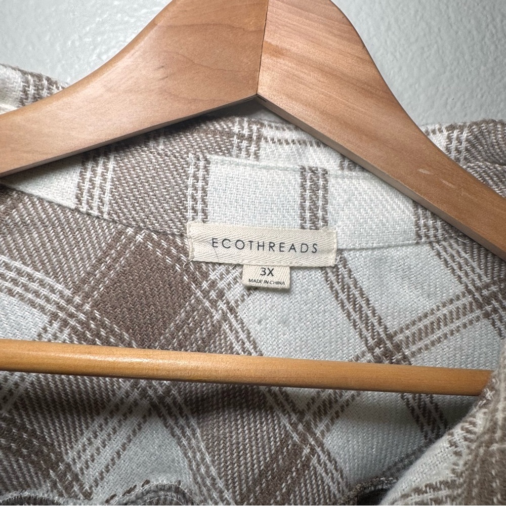Ecothreads Plaid Snap Front Shacket Jacket 3x Neu… - image 5